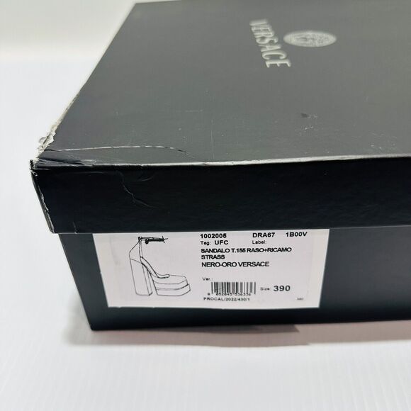 Versace Aevitas Platform Pumps EU 39/ US 9 Black Satin Shoe Crystal NIB $1,575 - Picture 15 of 16